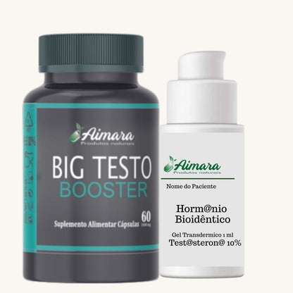 Kit Testosterona Bioidêntica 10% (30g) + Big Testo+40 ( 60 cápsulas)